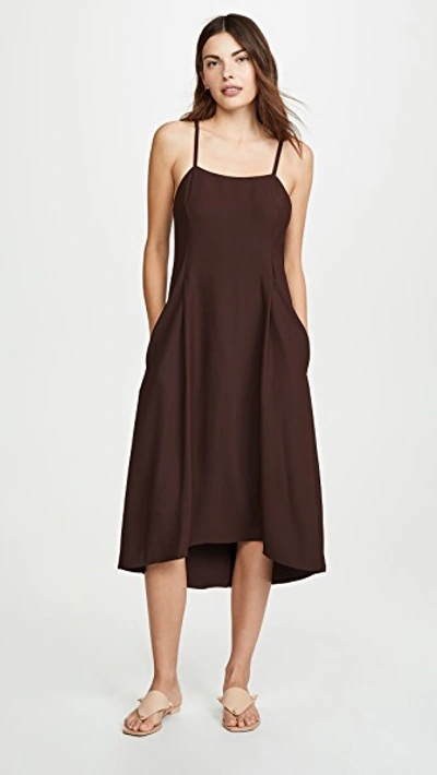 Shop Vince Strappy Tank Dress In Black Walnut