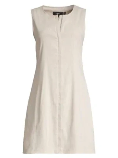 Shop Theory Sleeveless Shift Dress In Flax White