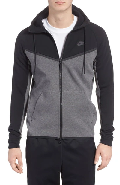 Nike Tech Fleece Hooded Jacket In Black/ Charcoal Heather/ Black | ModeSens