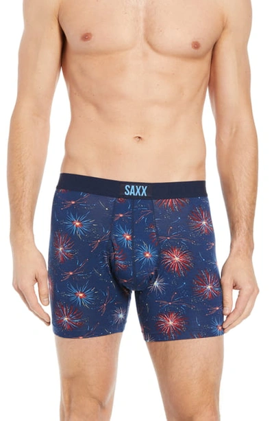Shop Saxx Ultra Boxer Briefs In Navy Fireworks