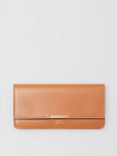 Shop Burberry Horseferry Embossed Leather Cont In Nutmeg