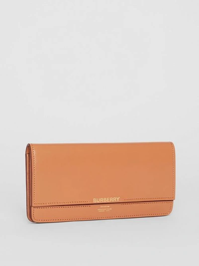 Shop Burberry Horseferry Embossed Leather Cont In Nutmeg