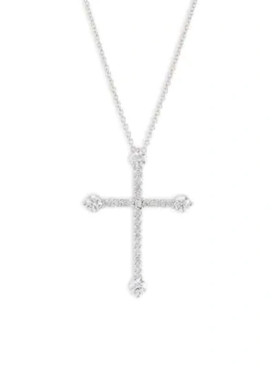 Shop Roberto Coin 18k White Gold Diamond Cross Pendant Necklace