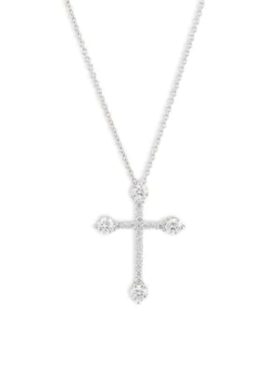 Shop Roberto Coin 18k White Gold Diamond Cross Pendant Necklace