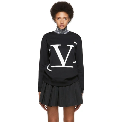 Shop Valentino Black Deconstructed Vlogo Sweatshirt In 0ni Blk Wht