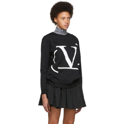 Shop Valentino Black Deconstructed Vlogo Sweatshirt In 0ni Blk Wht