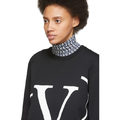 Shop Valentino Black Deconstructed Vlogo Sweatshirt In 0ni Blk Wht