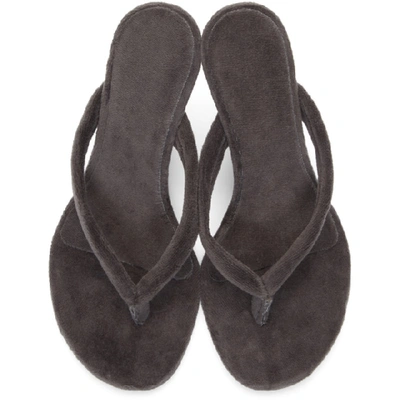 Shop Yeezy Black Wedge Thong Sandals In Core