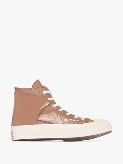 Shop Converse Brown And White X Feng Chen Wang Chuck 70 Leather High Top Sneakers