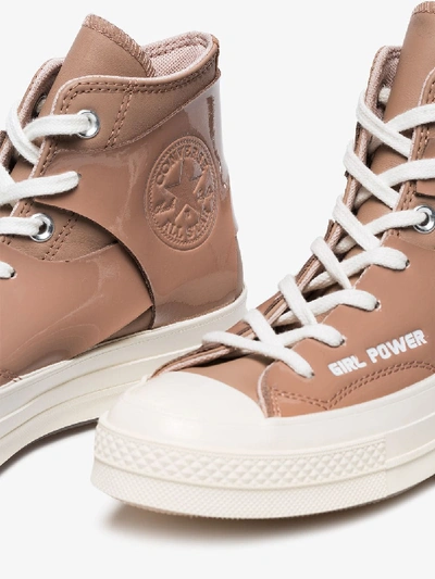Shop Converse Brown And White X Feng Chen Wang Chuck 70 Leather High Top Sneakers