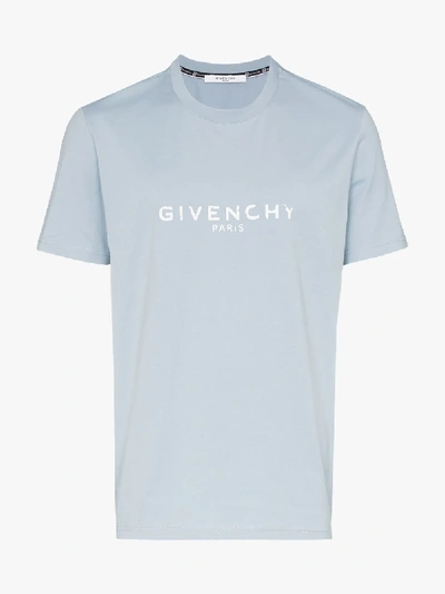 Shop Givenchy Baby Blue Faded Logo T-shirt In Pale Blue