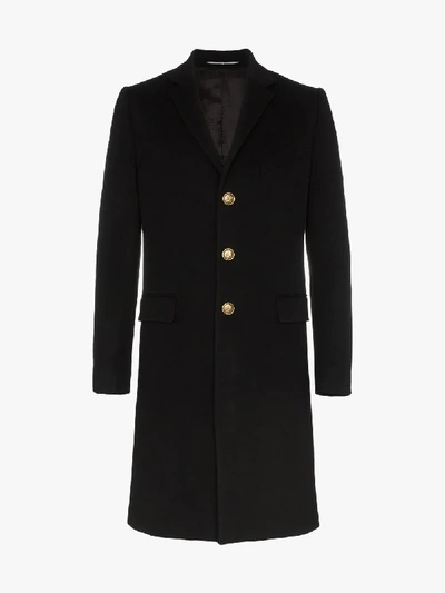 Shop Givenchy Single-breasted Gold Button Coat In Black