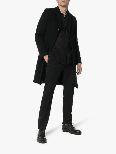 Shop Givenchy Single-breasted Gold Button Coat In Black