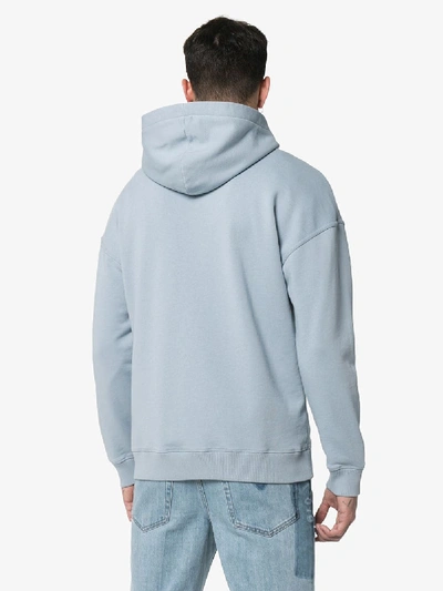 Shop Givenchy Baby Blue Faded Logo Cotton Hoodie In Pale Blue