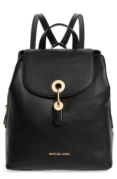 Shop Michael Michael Kors Raven Leather Backpack In Black