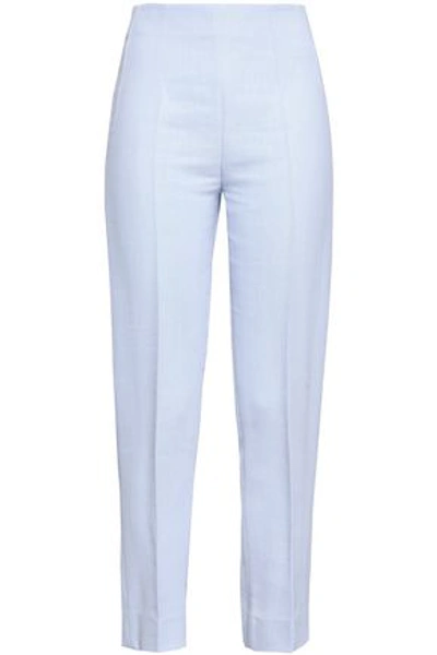 Shop Emilia Wickstead Woman Arabella Cropped Crepe Slim-leg Pants Sky Blue