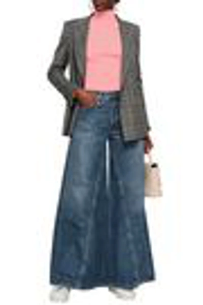 Shop Ganni Woman High-rise Wide-leg Jeans Mid Denim