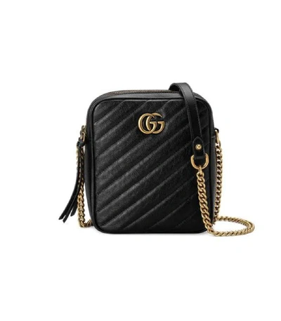 Shop Gucci Gg Marmont Mini Shoulder Bag In Black