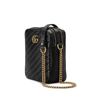 Shop Gucci Gg Marmont Mini Shoulder Bag In Black