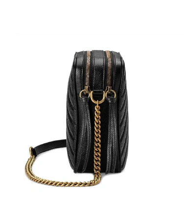 Shop Gucci Gg Marmont Mini Shoulder Bag In Black