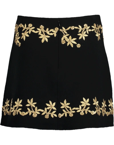 Shop Oscar De La Renta Embroidered Mini Skirt In Blk-gld