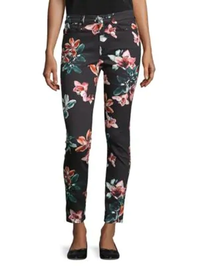 Shop 7 For All Mankind Floral Ankle Cropped Skinny Jeans In Monlitor