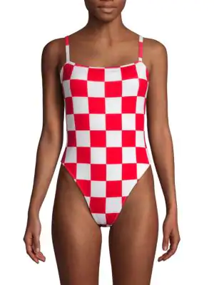 checkerboard one piece swimsuit