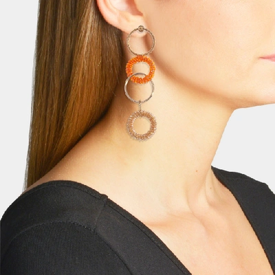 Shop Jacquemus | Les Boucles Riviera Earrings In Brass And Orange Swarovski Crystals
