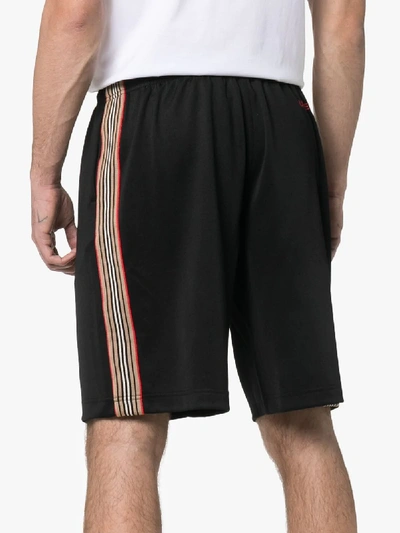 Shop Burberry Icon Stripe Cotton Blend Shorts In 1002 Black