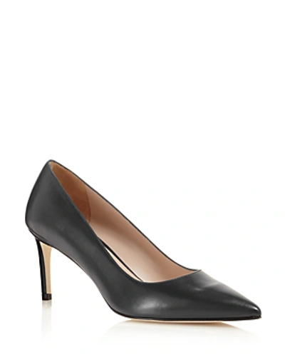 Shop Stuart Weitzman Women's Leigh Pointed-toe Pumps In Nice Blue Leather