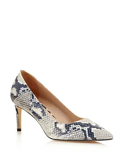 Shop Stuart Weitzman Women's Leigh Pointed-toe Pumps In Roccia Embossed Leather