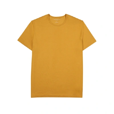 Shop Derek Rose Basel Mustard Stretch-modal T-shirt