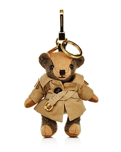 Shop Burberry Thomas Trench Coat Bag Charm In Camel Brown/gold