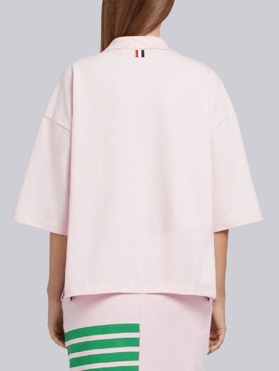 Shop Thom Browne Piqué Cotton Oversized Pocket Polo In Pink