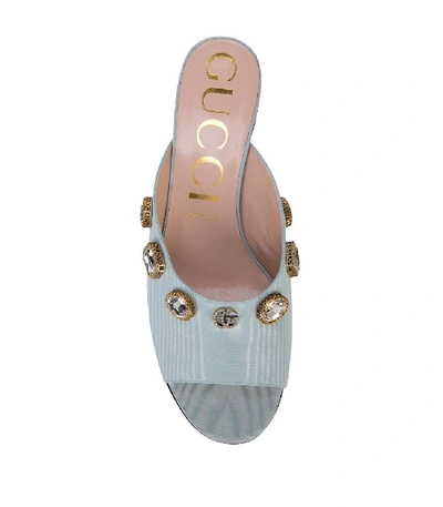 Shop Gucci Crystal Embellished Mules In Blue