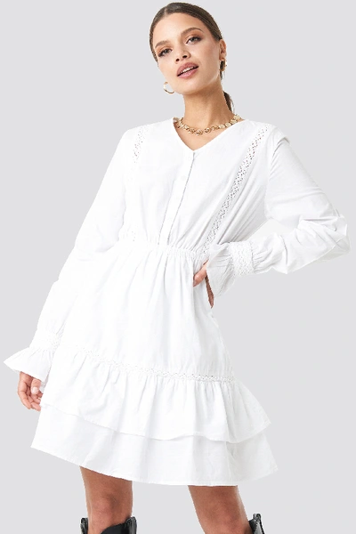 Shop Na-kd Lace Hem Detailed Dress - White