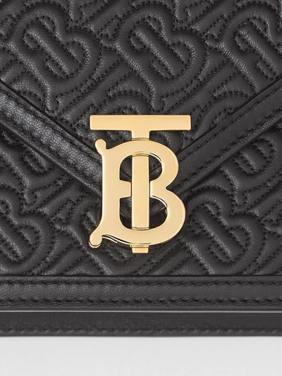 Shop Burberry Small Quilted Monogram Tb Envelope Clutch In Black