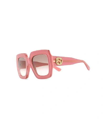 Shop Gucci Chunky Square Frame Sunglasses In Pink