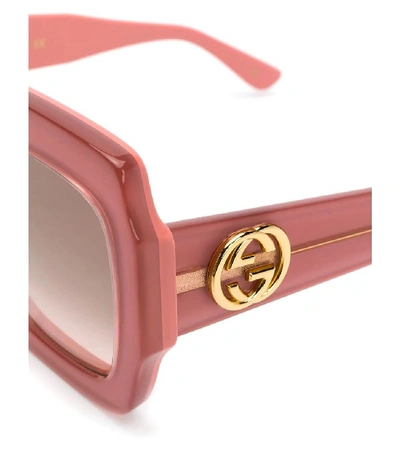 Shop Gucci Chunky Square Frame Sunglasses In Pink