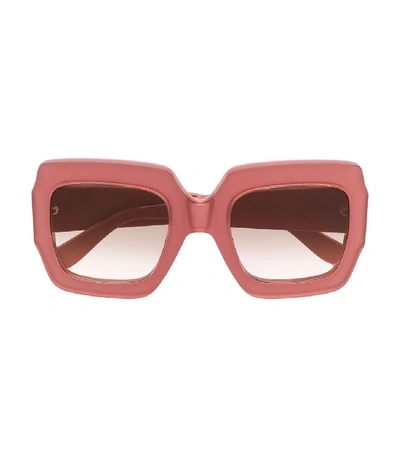 Shop Gucci Chunky Square Frame Sunglasses In Pink