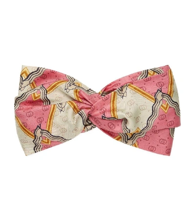 Shop Gucci Silk Headband With Snake Rhombus Print In Multi