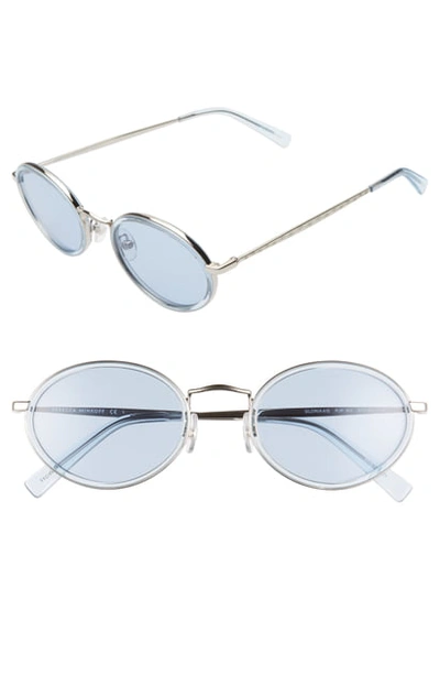 Shop Rebecca Minkoff Gloria4 51mm Round Sunglasses In Blue/ Blue/ Silver