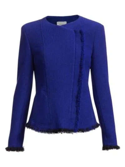 Shop Akris Punto Women's Fringed Tweed Jacket In Electric Blue