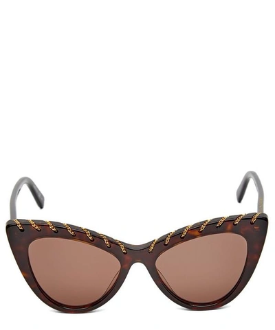 Shop Stella Mccartney Falabella Chain Cat-eye Sunglasses In Brown