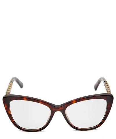 Shop Stella Mccartney Falabella Chain Cat-eye Glasses In Brown