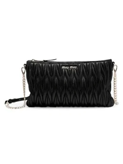 Shop Miu Miu Women's Matelassé Leather Crossbody Bag In Black