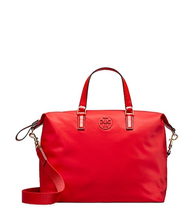 Tory Burch Tilda Nylon Slouchy Satchel In Brilliant Red | ModeSens