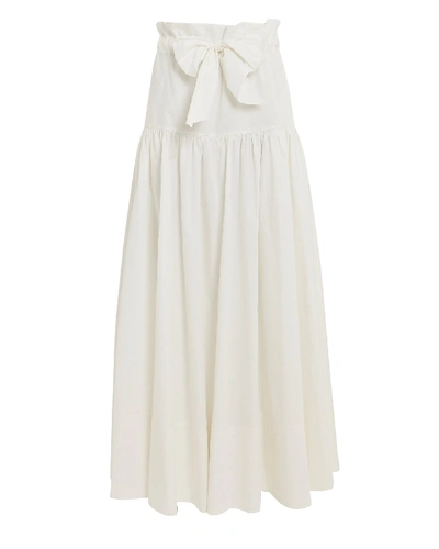 Shop Amur Mary Poplin Tie Waist Skirt In White