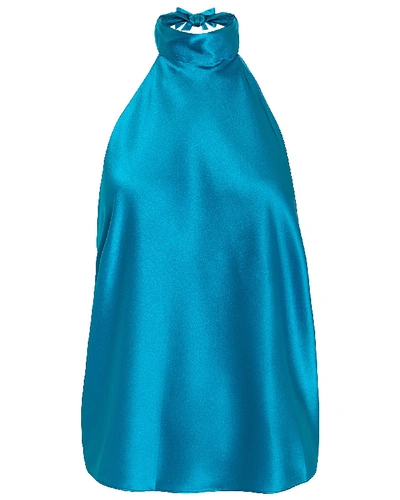 Shop Alexis Manik Silk Halter Top In Blue-lt