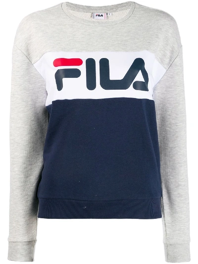 Shop Fila Logo Colour-block Sweatshirt - Blue